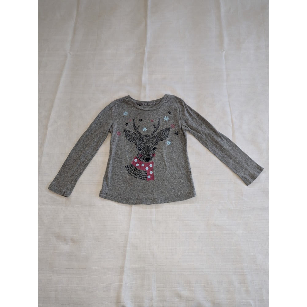 Wonder Nation Girls Gray Long‎ Sleeve Holiday Shirt